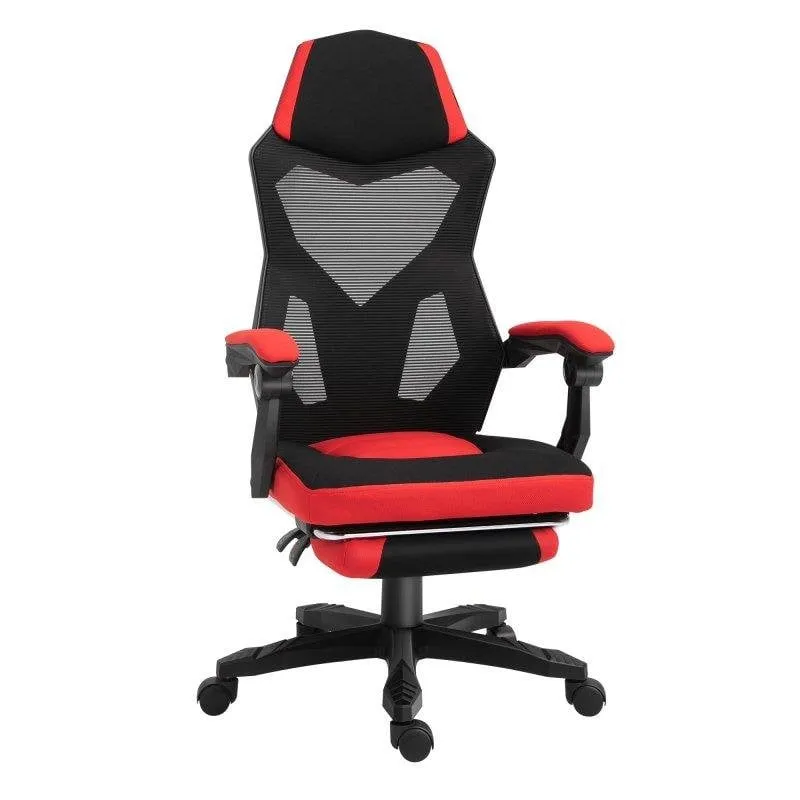 Sedia Gaming Rolipo 921-233 Reclinabile 135° Poggiapiedi Regolabile Nero/Rosso - immagine 1