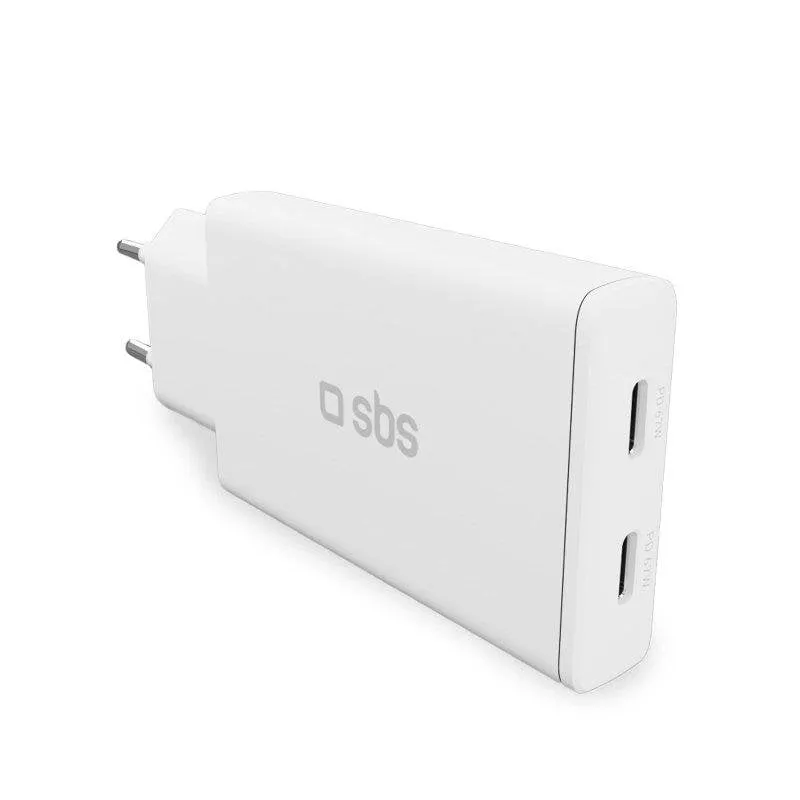 Caricatore SBS TETRGAN2C70SLIM USB-C 67W Doppia Porta Bianco GaN - immagine 1