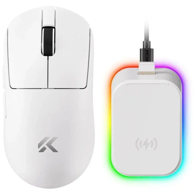 Mouse MCHOSE A7 V2 Ultra Plus Wireless 42000 DPI Bianco Dock Magnetico - immagine 1