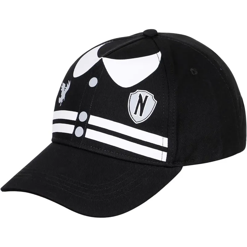 Cappellino Varsity Karacter Mania Wednesday Addams Nero Policotone Ufficiale - immagine 1