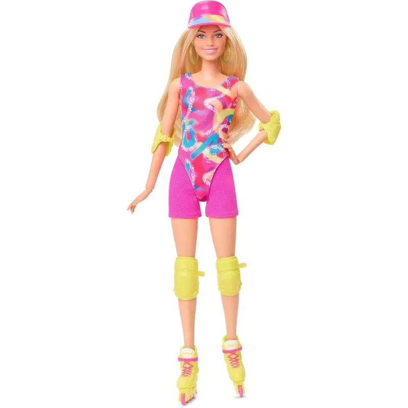Figura Barbie Pattinatrice Snodata 30 cm Abbigliamento Fluo Espositiva - immagine 1