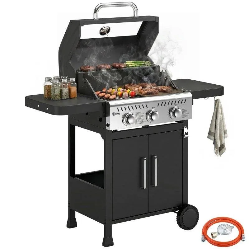 Barbecue a gas Welltin 3 bruciatori 7,5 kW con piastra e griglia - immagine 1