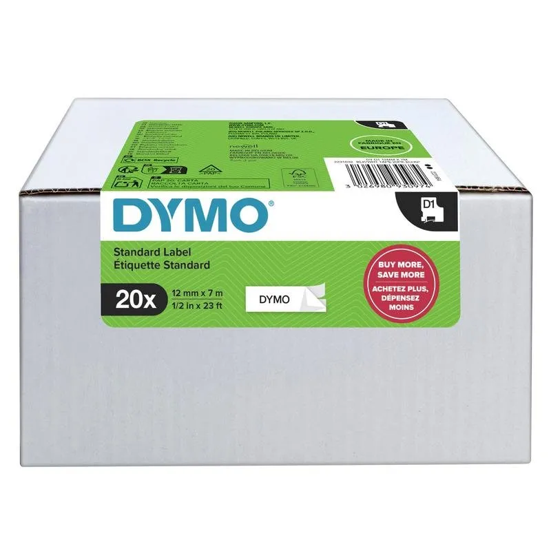 Etichetta DYMO D1 12 mm x 7 m Bianco - immagine 1