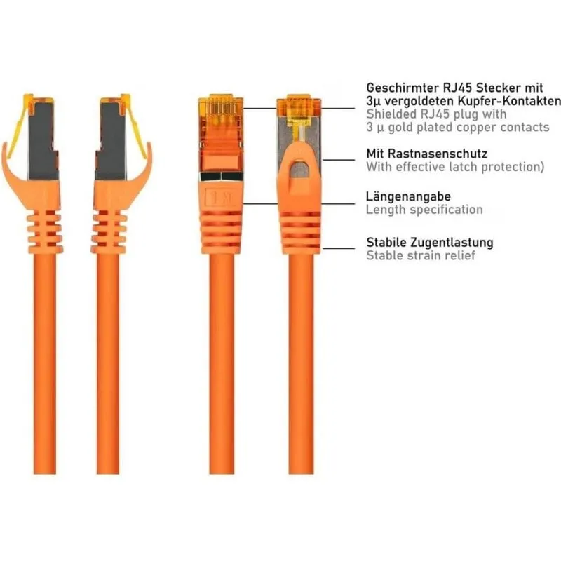 Cavo di rete VARIA CAT7 S/FTP RJ45 7,5 m TPE arancione - immagine 1