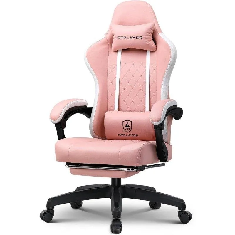 Sedia da gioco GTPLAYER Ergonomica con poggiapiedi Rosa - immagine 1
