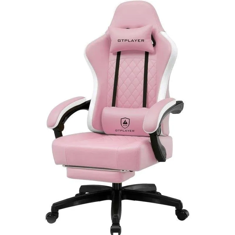 Sedia da gaming GTPLAYER Ergonomica Rosa con Poggiapiedi - immagine 1