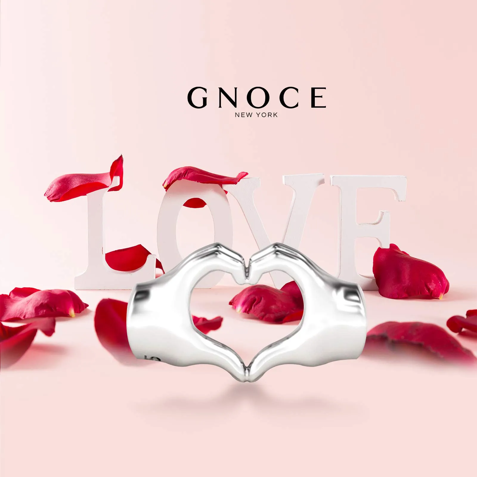 GNOCE Ciondolo a forma di dito con cuore, in argento sterling, Forever in Our Hearts - immagine 2