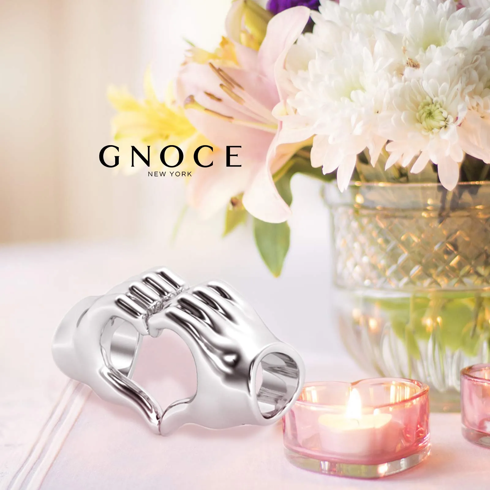 GNOCE Ciondolo a forma di dito con cuore, in argento sterling, Forever in Our Hearts - immagine 3