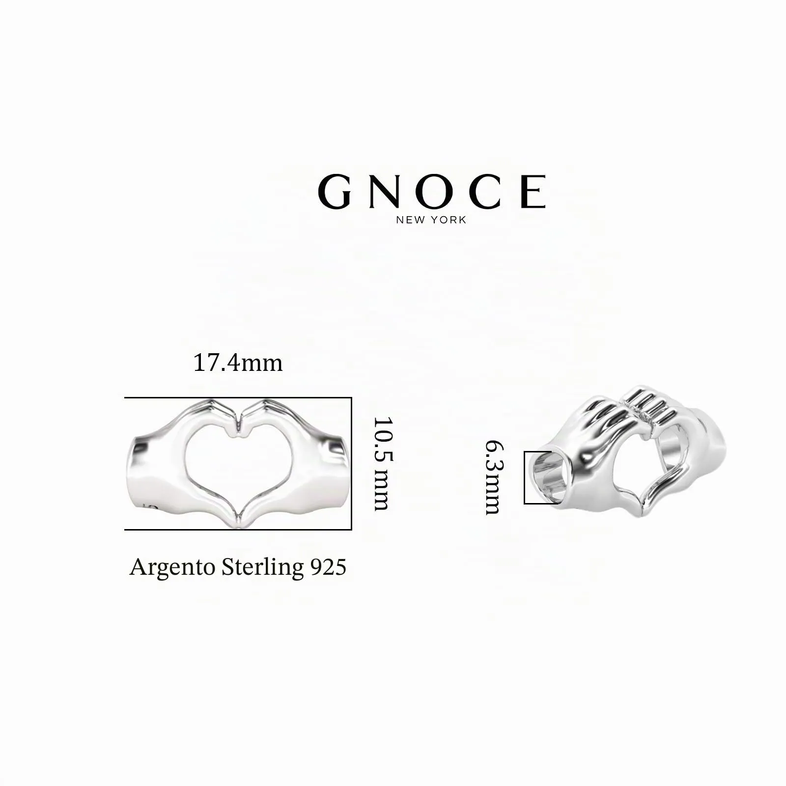 GNOCE Ciondolo a forma di dito con cuore, in argento sterling, Forever in Our Hearts - immagine 7
