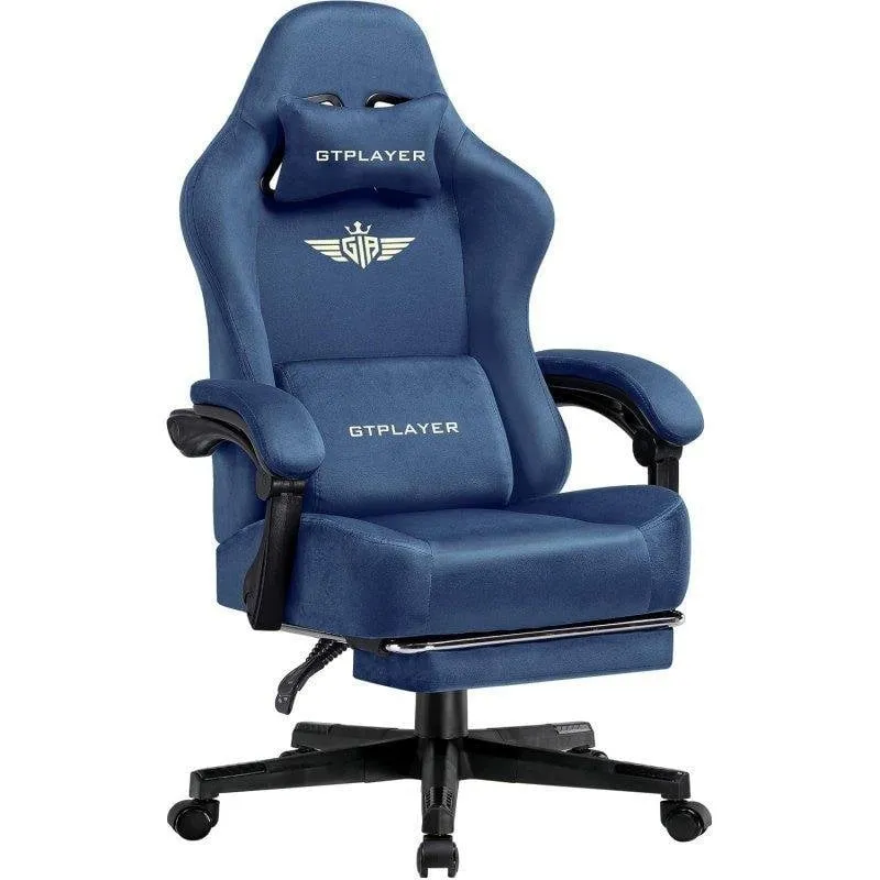 Sedia Gaming GTPLAYER con reclinazione 150° e poggiapiedi blu - immagine 1