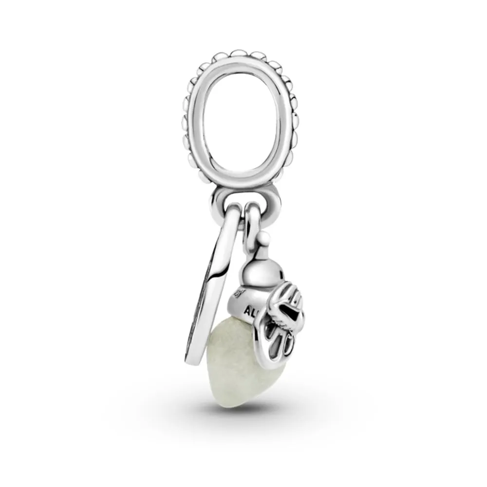 PANDORA Passions Ciondolo a forma di lucciola che si illumina al buio in argento Sterling con vetro fotoluminescente verde latte - immagine 3