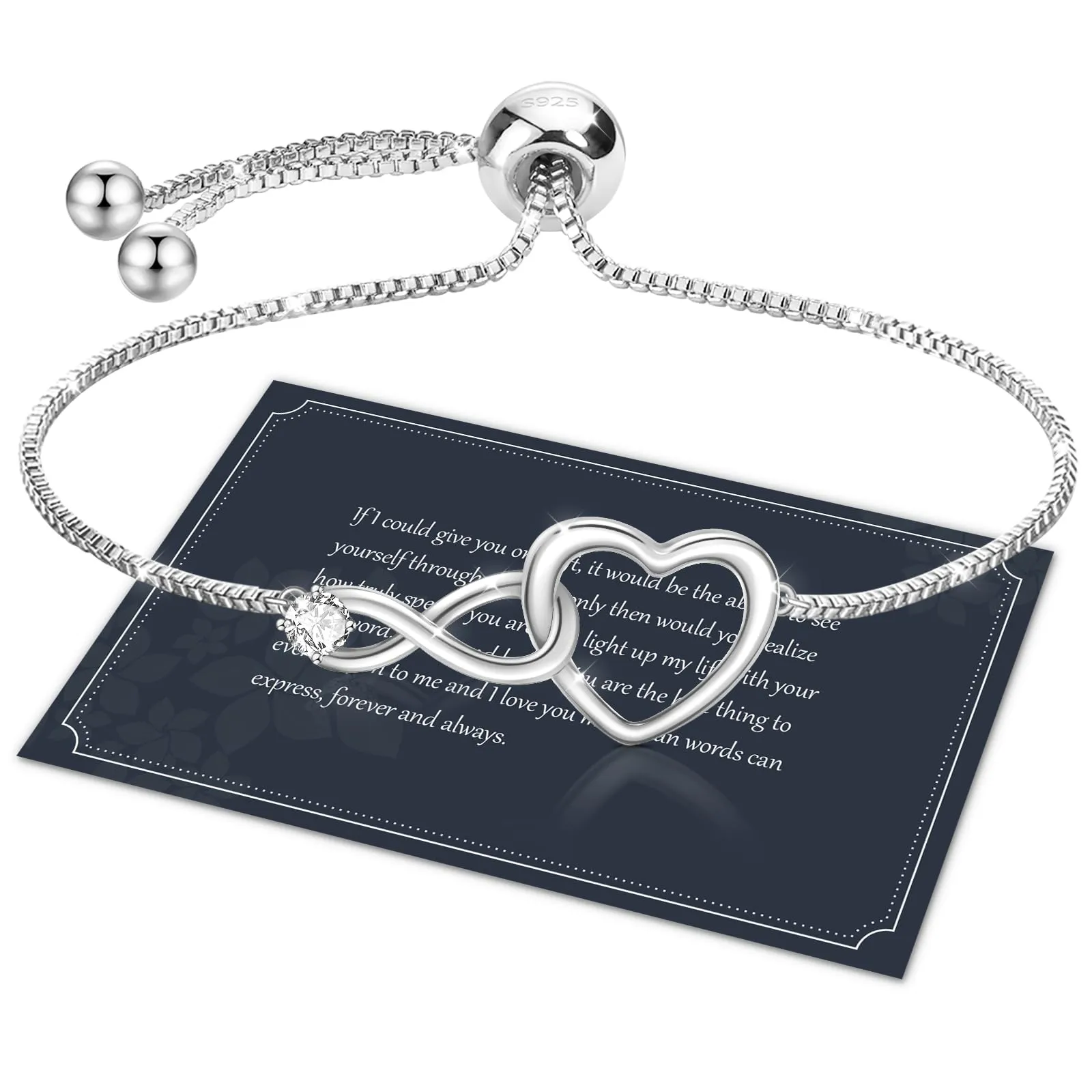 J.Fée Bracciale Donna Argento 925, Bracciale Argento 925 Bracciali Infinito Cuore Bracciali Donna Regalo Regalo per Lei Regali Mamma Amica,83 - immagine 1