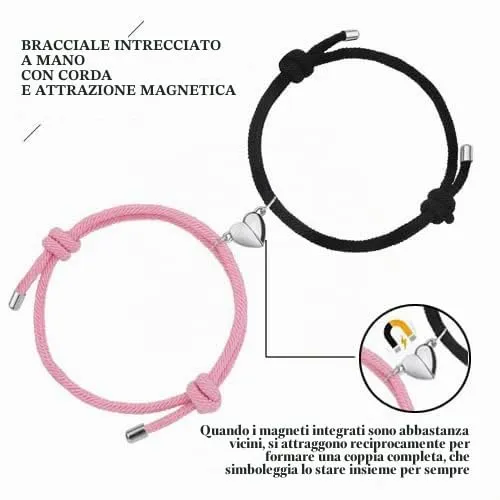 Aucuu Magnetico Braccialetti di Coppia, Regalo per Coppia, Braccialetti Coppia, Attrazione Reciproca Magnetica Braccialetti, Braccialetto Coordinato Intrecciato in Corda Fatta a Mano - immagine 2