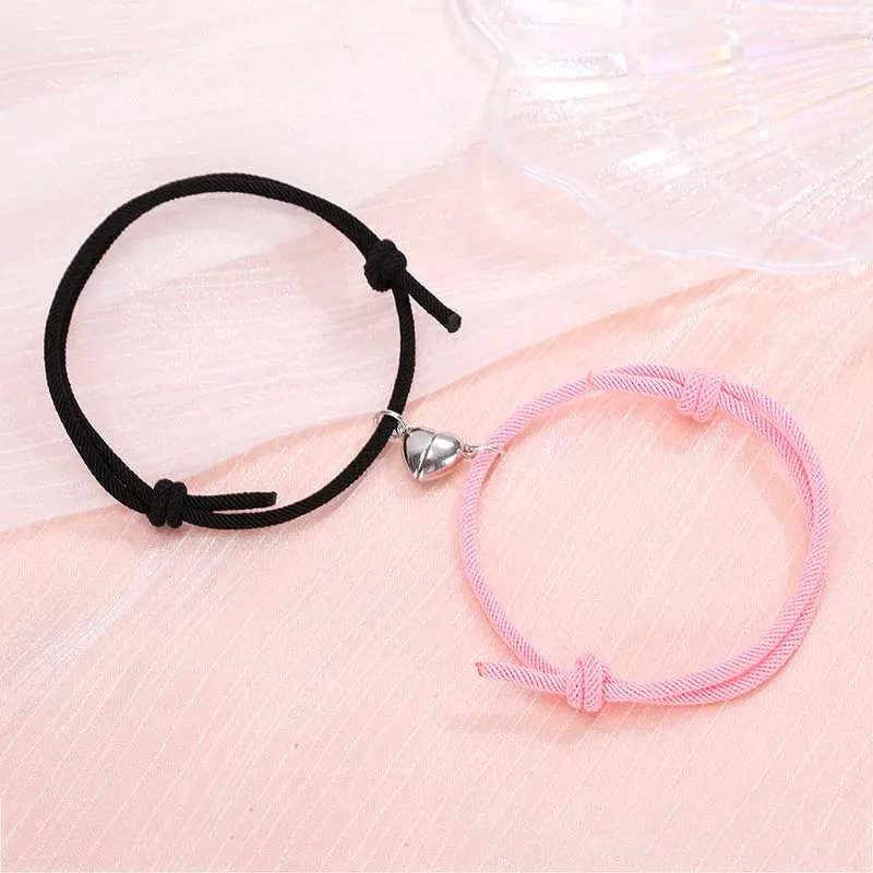 Aucuu Magnetico Braccialetti di Coppia, Regalo per Coppia, Braccialetti Coppia, Attrazione Reciproca Magnetica Braccialetti, Braccialetto Coordinato Intrecciato in Corda Fatta a Mano - immagine 4