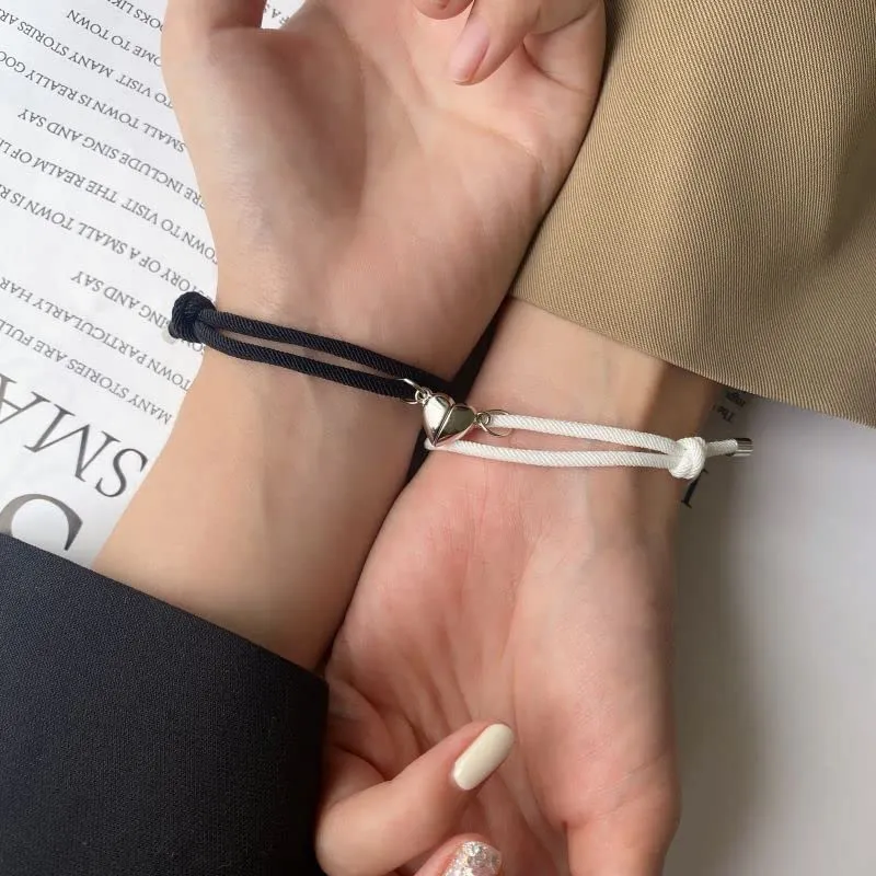 Aucuu Magnetico Braccialetti di Coppia, Regalo per Coppia, Braccialetti Coppia, Attrazione Reciproca Magnetica Braccialetti, Braccialetto Coordinato Intrecciato in Corda Fatta a Mano - immagine 5