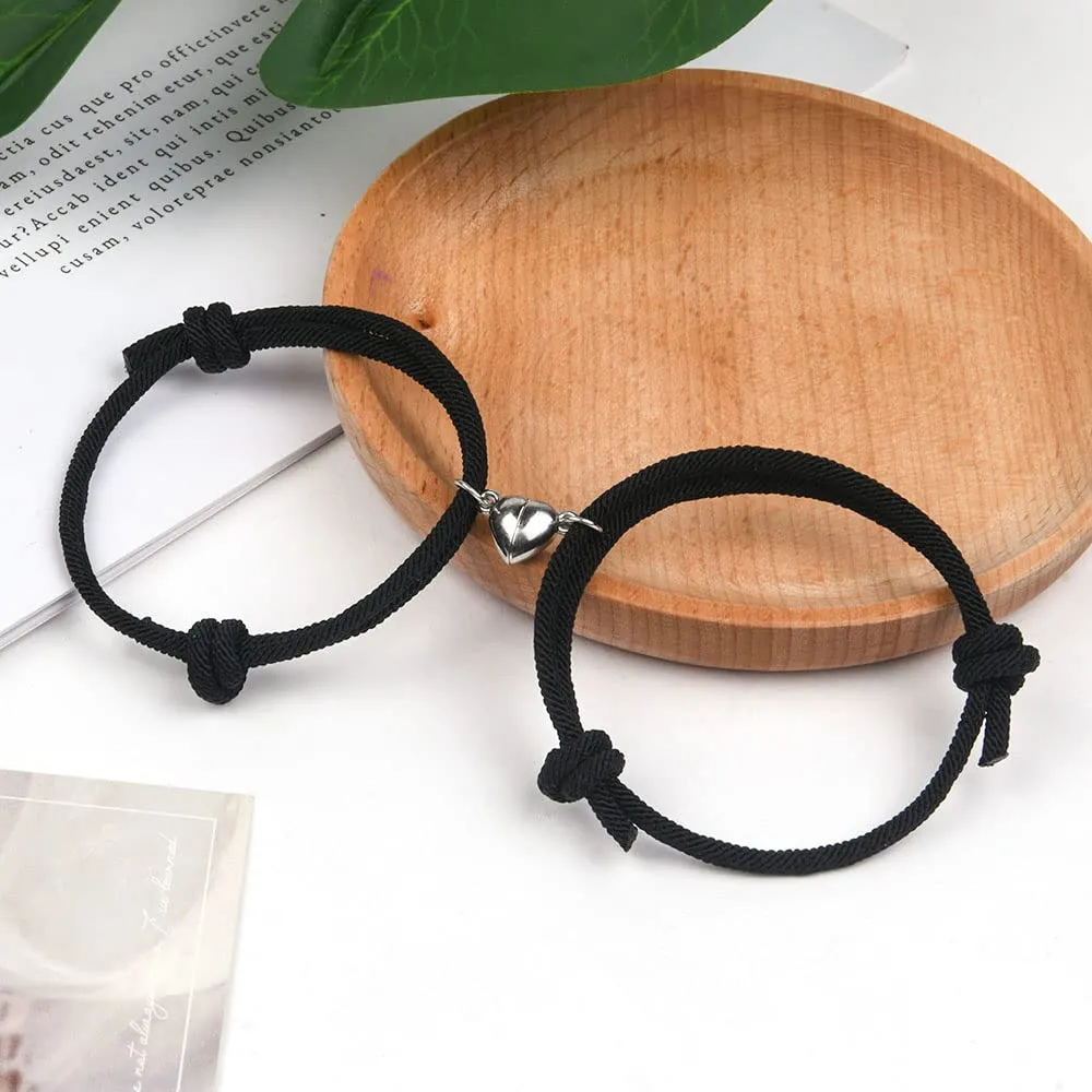 Aucuu Magnetico Braccialetti di Coppia, Regalo per Coppia, Braccialetti Coppia, Attrazione Reciproca Magnetica Braccialetti, Braccialetto Coordinato Intrecciato in Corda Fatta a Mano - immagine 2