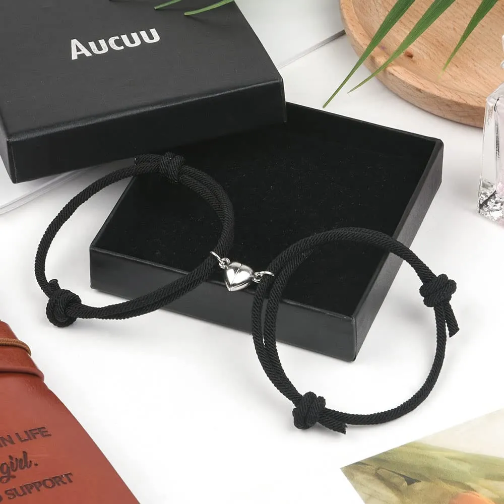 Aucuu Magnetico Braccialetti di Coppia, Regalo per Coppia, Braccialetti Coppia, Attrazione Reciproca Magnetica Braccialetti, Braccialetto Coordinato Intrecciato in Corda Fatta a Mano - immagine 4