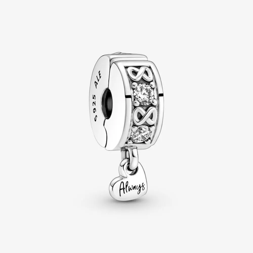 PANDORA Clip Moments con simbolo dell'infinito in argento Sterling con zirconia cubica trasparente e impugnatura in silicone - immagine 2