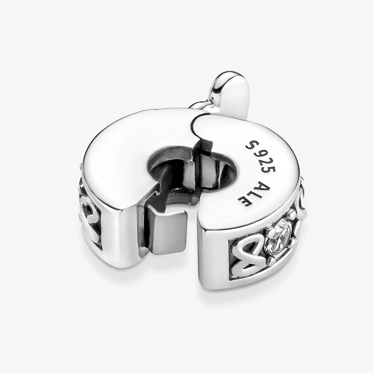 PANDORA Clip Moments con simbolo dell'infinito in argento Sterling con zirconia cubica trasparente e impugnatura in silicone - immagine 5