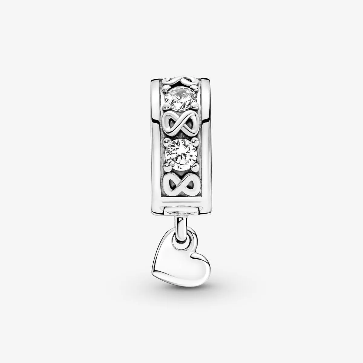 PANDORA Clip Moments con simbolo dell'infinito in argento Sterling con zirconia cubica trasparente e impugnatura in silicone - immagine 7