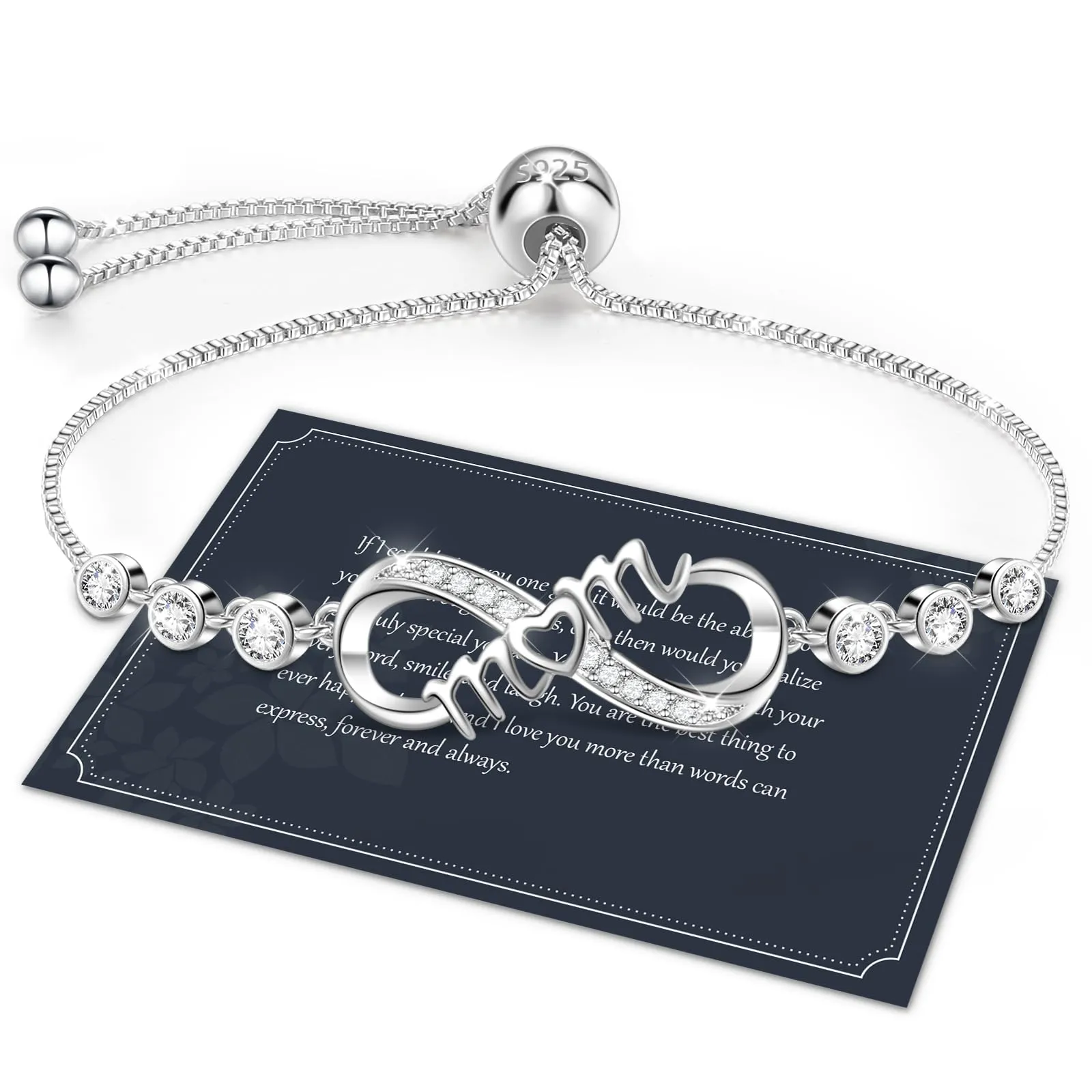 J.Fée Bracciale Donna Argento 925, Bracciale Argento 925 Bracciali Infinito Cuore Bracciali Donna Regalo Mamma Regalo Festa Della Mamma,52 - immagine 1