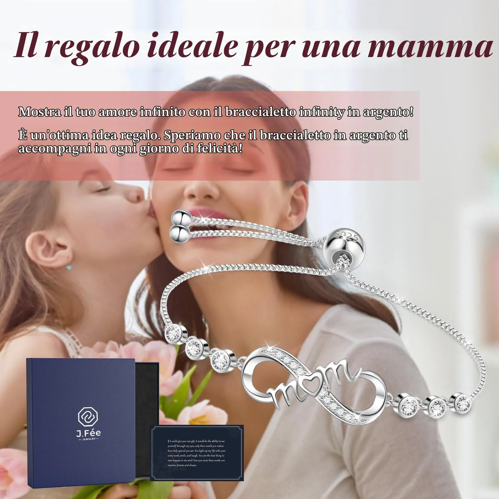 J.Fée Bracciale Donna Argento 925, Bracciale Argento 925 Bracciali Infinito Cuore Bracciali Donna Regalo Mamma Regalo Festa Della Mamma,52 - immagine 6