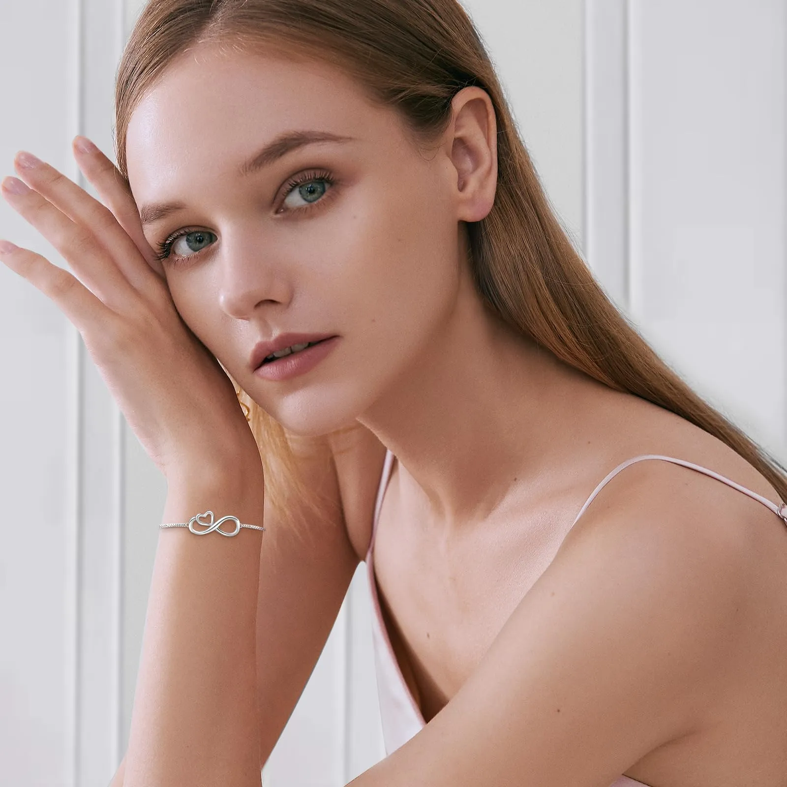 J.Fée Bracciale Argento 925 con Infinito Cuore Regalo per Donna, Mamma, Amica - Regolabile - immagine 4