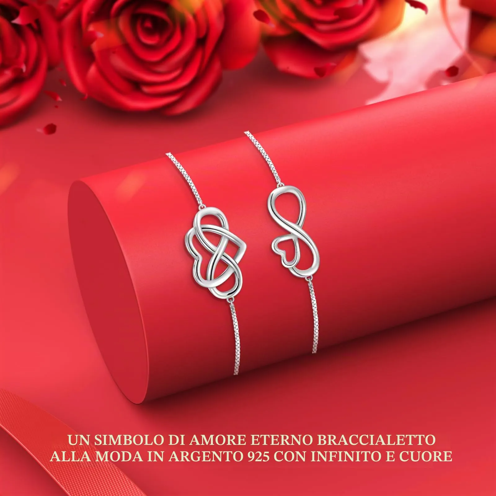 J.Fée Bracciale Argento 925 con Infinito Cuore Regalo per Donna, Mamma, Amica - Regolabile - immagine 5