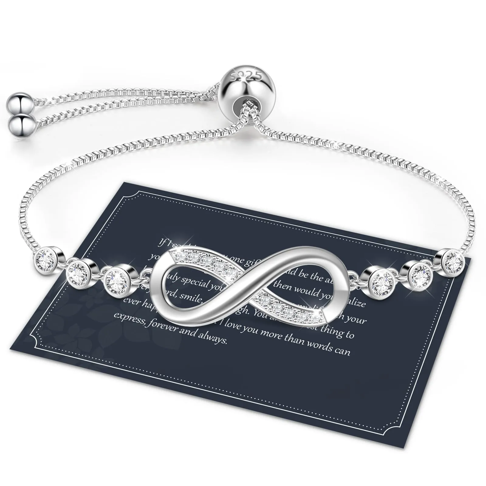 J.Fée Bracciale Donna Argento 925, Bracciale Argento 925 Bracciali Infinito Cuore Bracciali Donna Regalo Regalo per Lei Regali Mamma Regali Amica - immagine 1