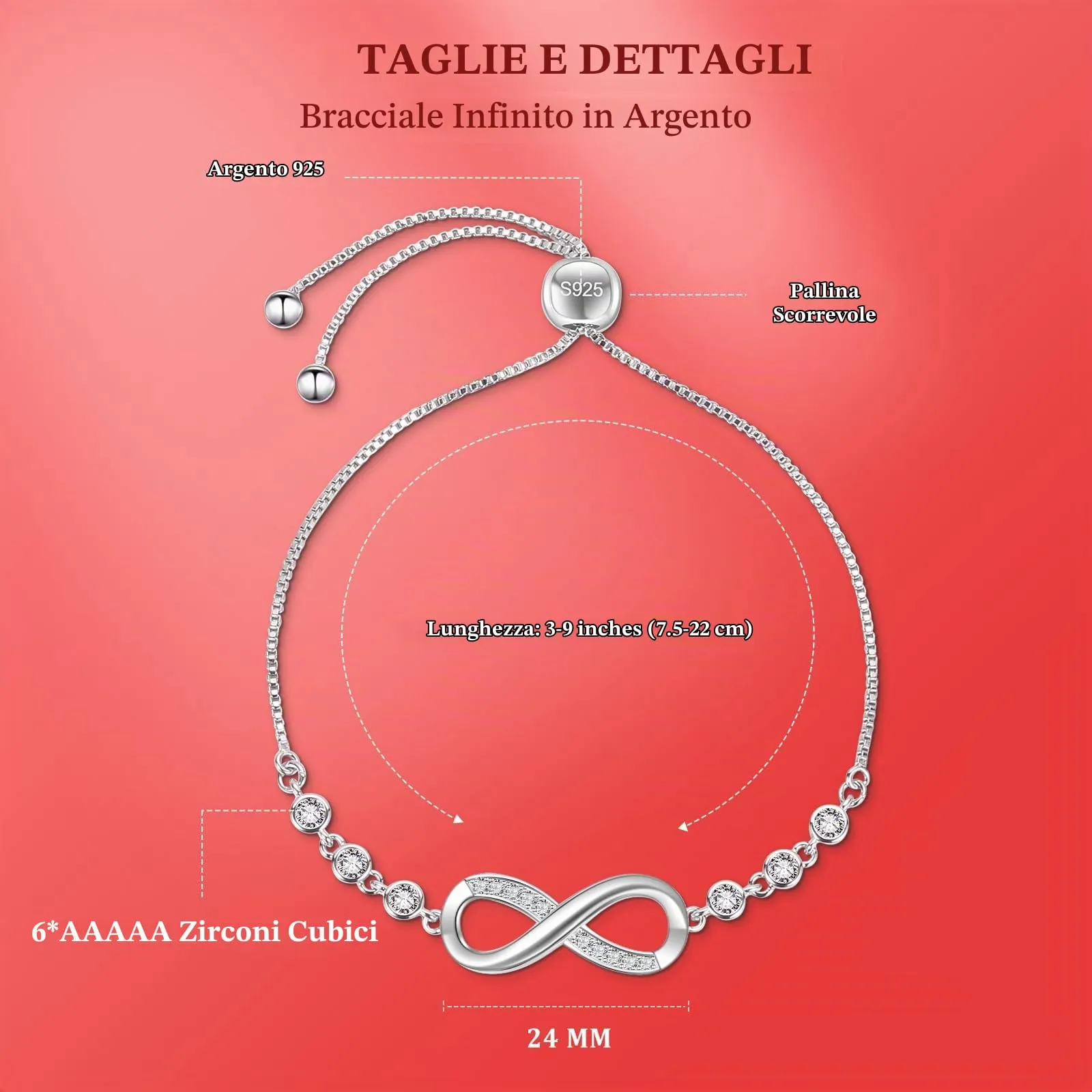 J.Fée Bracciale Donna Argento 925, Bracciale Argento 925 Bracciali Infinito Cuore Bracciali Donna Regalo Regalo per Lei Regali Mamma Regali Amica - immagine 2