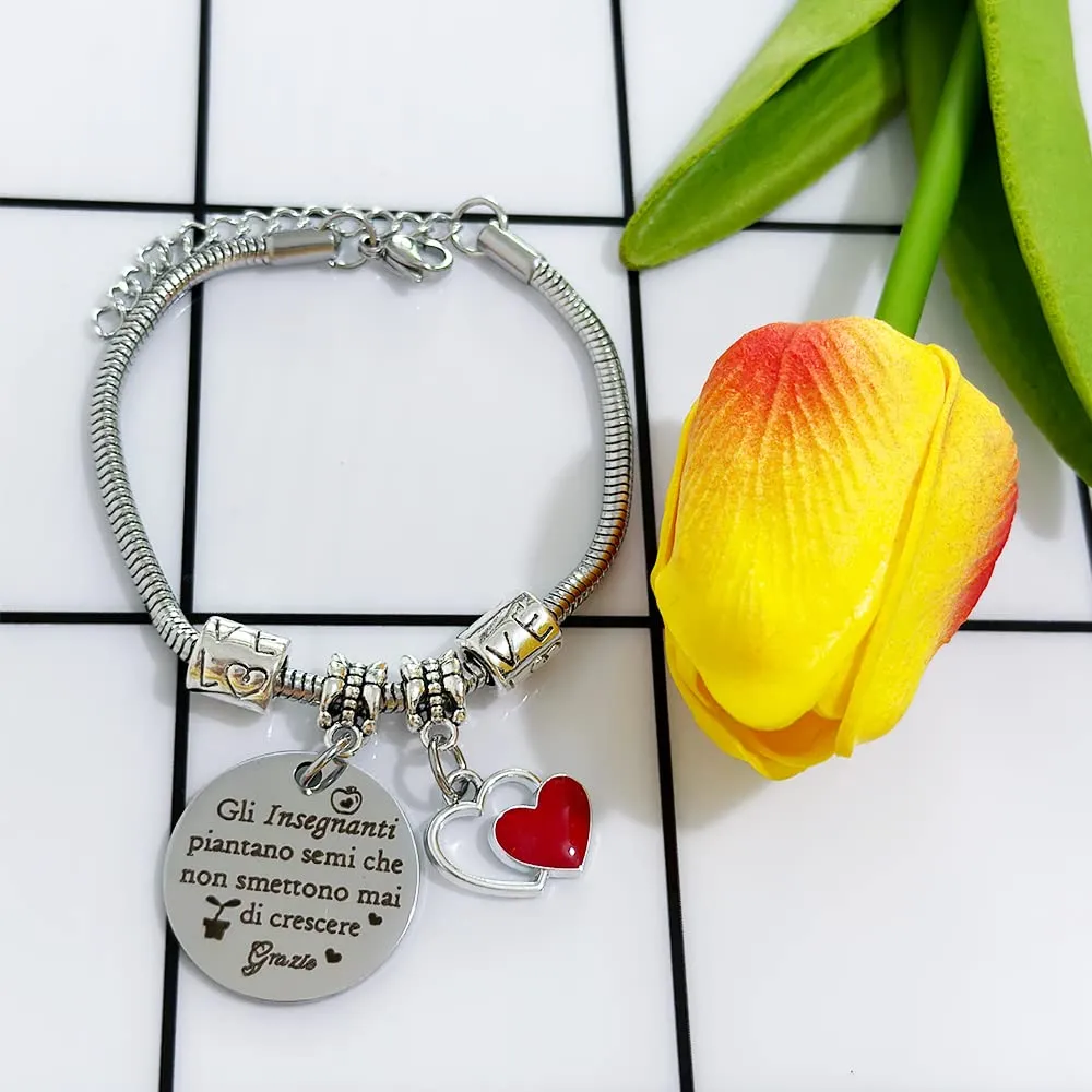 Bracciale Degli Insegnanti Ciondolo Ape Carino Insegnante Apprezza Giorno Degli Insegnanti Regalo Compleanno Tutor Grazie Gioielli Speciali Ricordo Laurea All'Insegnante Regali Natale Ringraziamento - immagine 2