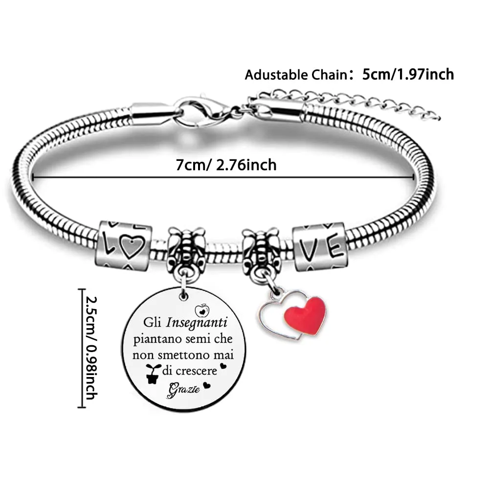 Bracciale Degli Insegnanti Ciondolo Ape Carino Insegnante Apprezza Giorno Degli Insegnanti Regalo Compleanno Tutor Grazie Gioielli Speciali Ricordo Laurea All'Insegnante Regali Natale Ringraziamento - immagine 5