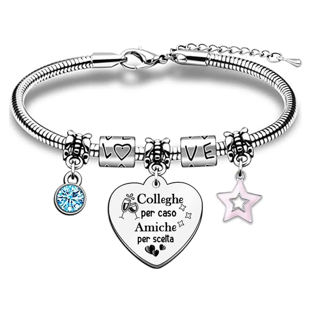 Braccialetti Collega Donne Migliore Amica Apprezzare Regalo Compleanno Cuore Stelle Charm Gioielli Pensionamento Accompagnare Fantastico Promemoria Regali Natale Colleghe Per Caso Amiche Per Scelta - immagine 1