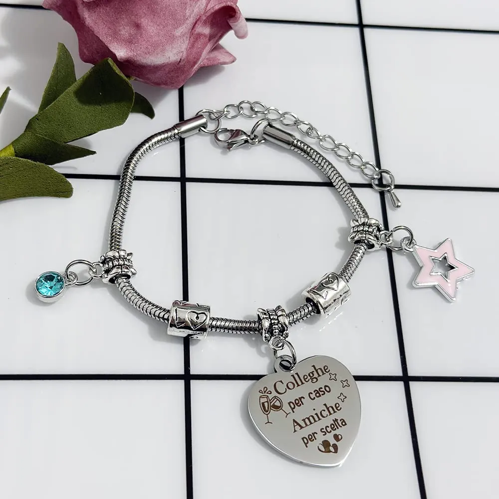 Braccialetti Collega Donne Migliore Amica Apprezzare Regalo Compleanno Cuore Stelle Charm Gioielli Pensionamento Accompagnare Fantastico Promemoria Regali Natale Colleghe Per Caso Amiche Per Scelta - immagine 2