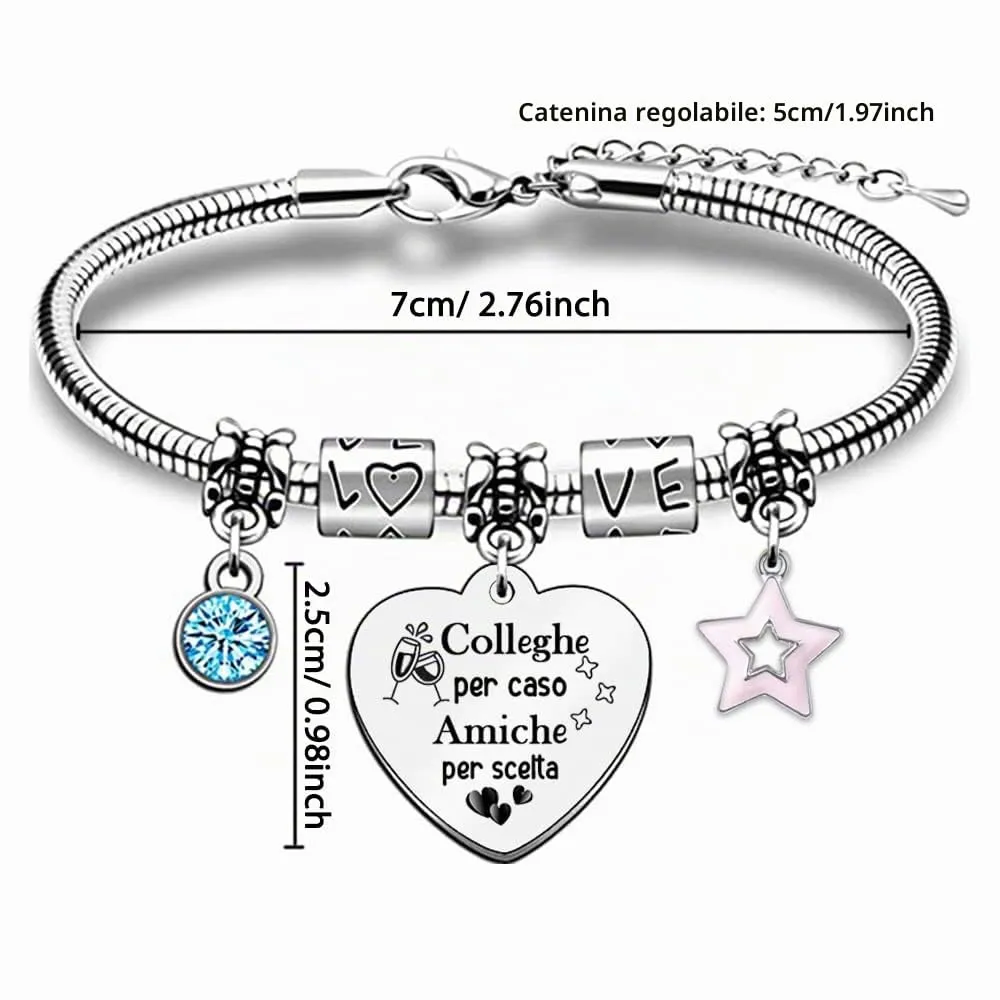 Braccialetti Collega Donne Migliore Amica Apprezzare Regalo Compleanno Cuore Stelle Charm Gioielli Pensionamento Accompagnare Fantastico Promemoria Regali Natale Colleghe Per Caso Amiche Per Scelta - immagine 4