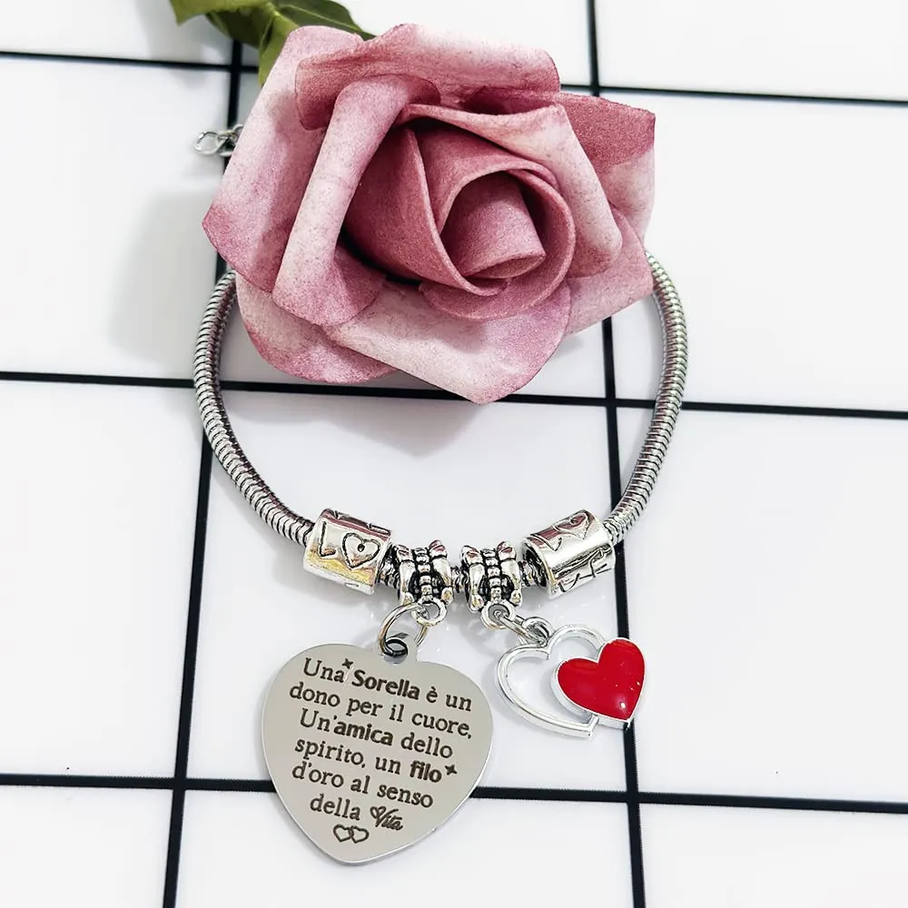 Sorella Braccialetto Apprezzare Regalo Compleanno Donne Ispirazione Di Laurea Accompagnare Gioielli Ricordo Regalo Di Natale Giornata Della Famiglia Braccialetto Una Sorella è Un Dono Per Il Cuore - immagine 2