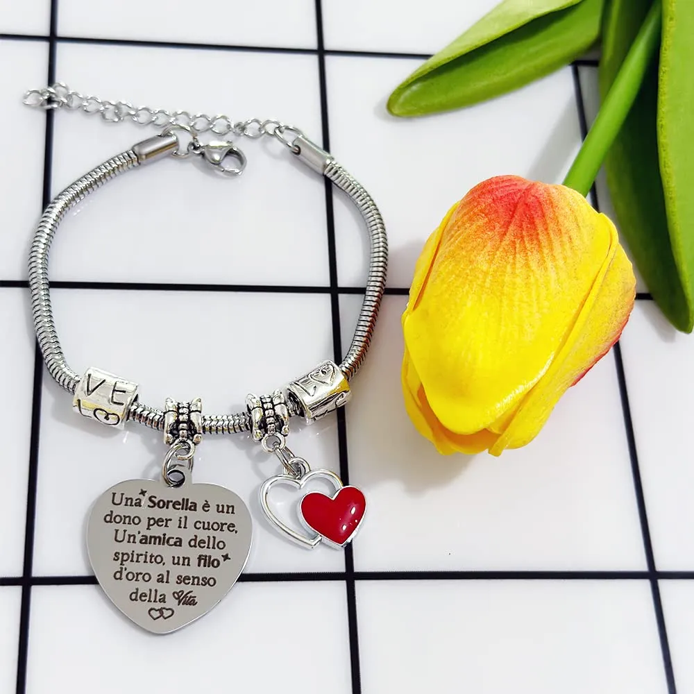 Sorella Braccialetto Apprezzare Regalo Compleanno Donne Ispirazione Di Laurea Accompagnare Gioielli Ricordo Regalo Di Natale Giornata Della Famiglia Braccialetto Una Sorella è Un Dono Per Il Cuore - immagine 3