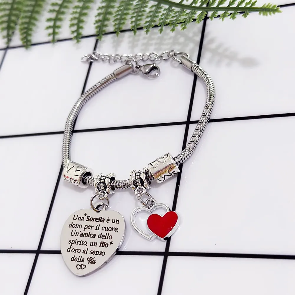 Sorella Braccialetto Apprezzare Regalo Compleanno Donne Ispirazione Di Laurea Accompagnare Gioielli Ricordo Regalo Di Natale Giornata Della Famiglia Braccialetto Una Sorella è Un Dono Per Il Cuore - immagine 4
