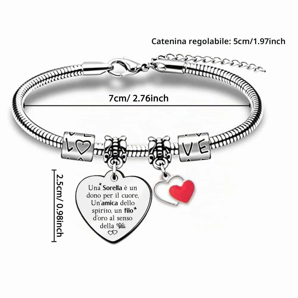 Sorella Braccialetto Apprezzare Regalo Compleanno Donne Ispirazione Di Laurea Accompagnare Gioielli Ricordo Regalo Di Natale Giornata Della Famiglia Braccialetto Una Sorella è Un Dono Per Il Cuore - immagine 5