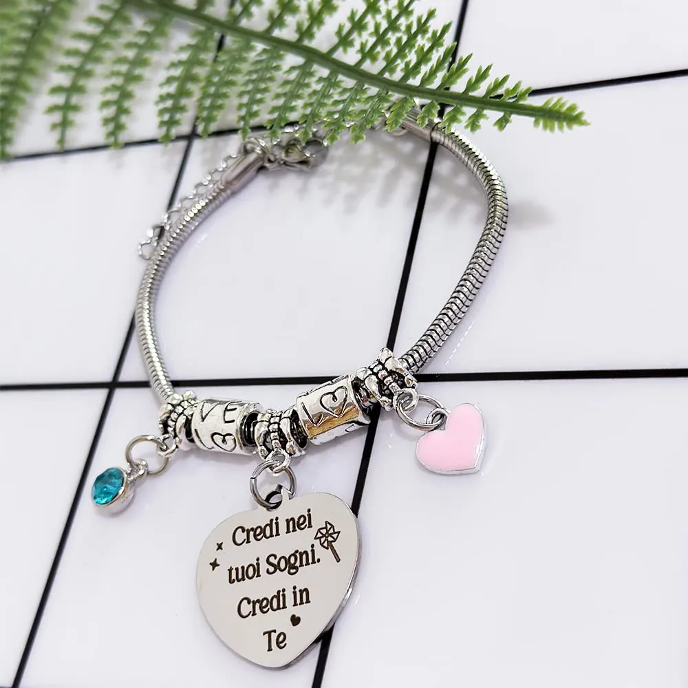 Braccialetto Donna Incoraggia braccialetti Migliore amica Figlia Sorella figlioccia Nipote Laurea ispiratrice Cugina vanno all'Universario Compleanno Natale Regali Credi nei tuoi Sogni Credi in Te - immagine 2