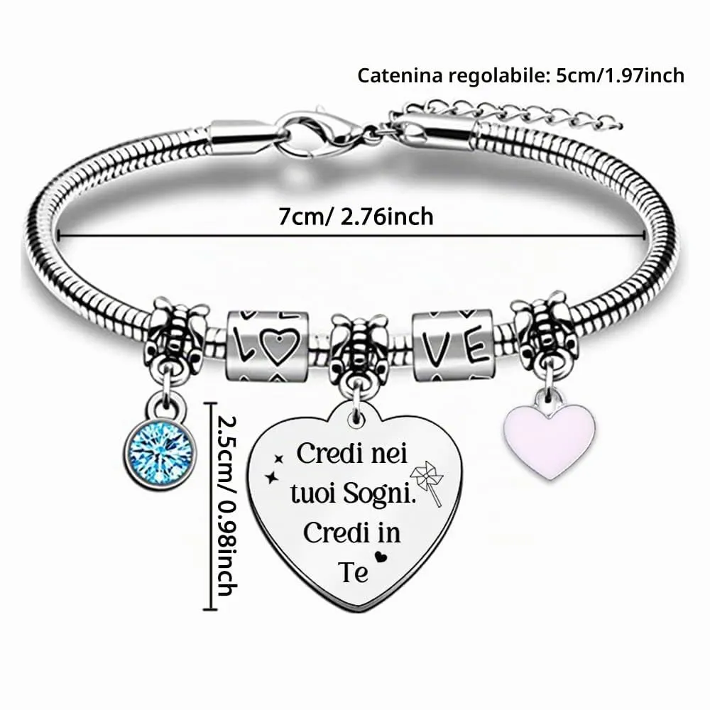 Braccialetto Donna Incoraggia braccialetti Migliore amica Figlia Sorella figlioccia Nipote Laurea ispiratrice Cugina vanno all'Universario Compleanno Natale Regali Credi nei tuoi Sogni Credi in Te - immagine 4