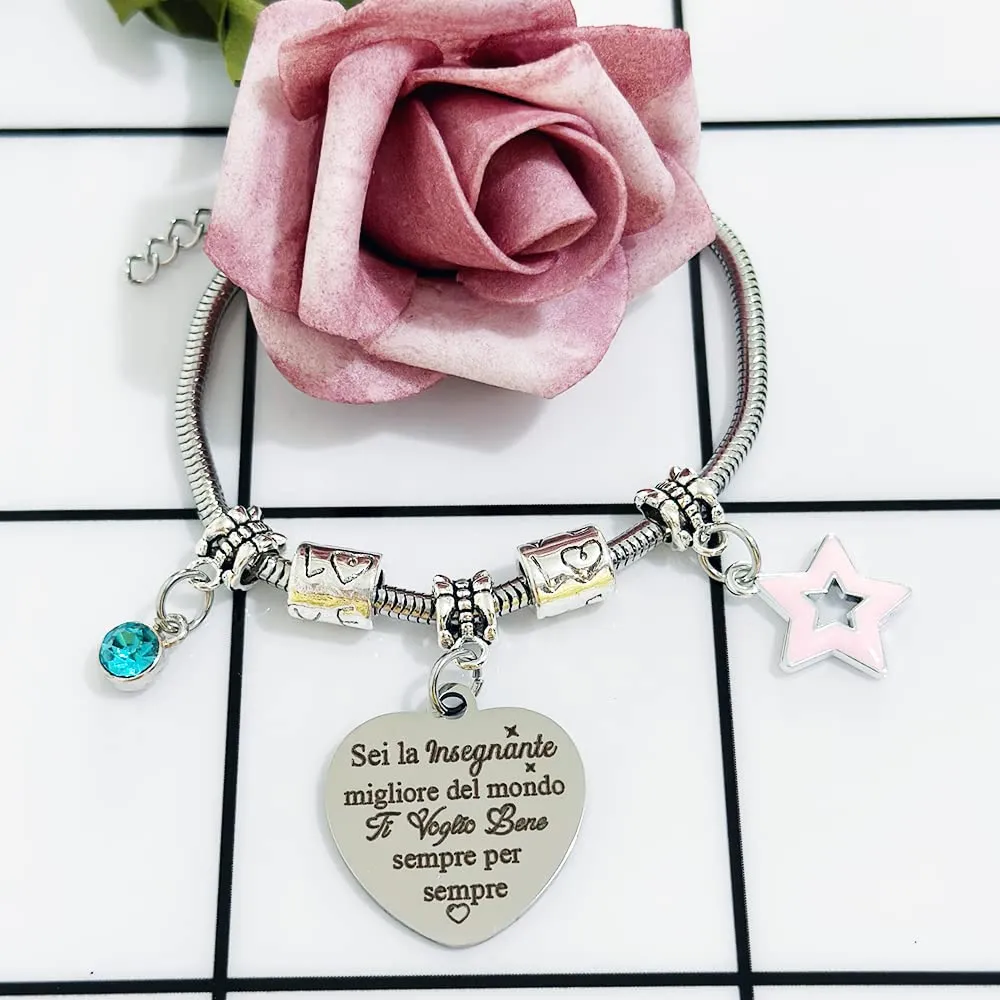 Braccialetti Polso Insegnanti Donna Bracciale Regali Festa Dell'Insegnante Studenti Laurea Grazie Meastra Natale Pensionamento Apprezzare Settimana Della Squadra Sei La Insegnante Migliore Del Mondo - immagine 2