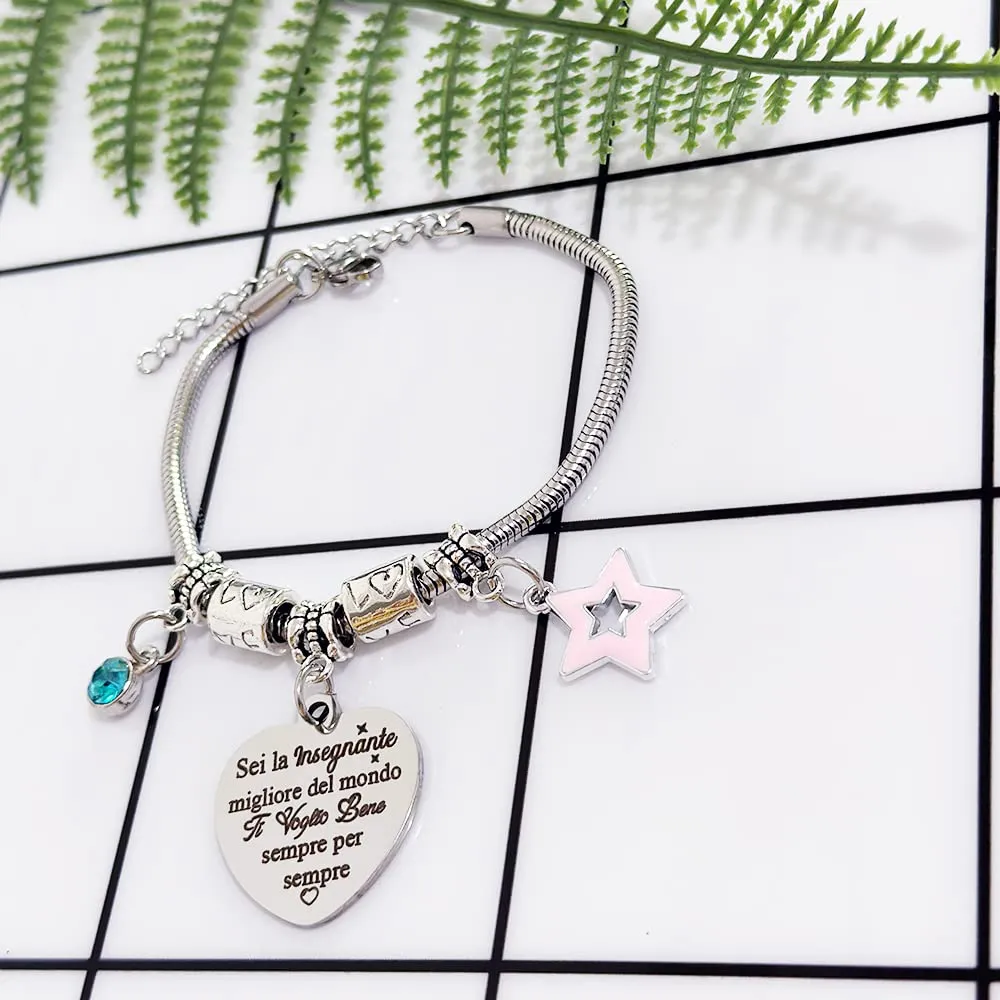 Braccialetti Polso Insegnanti Donna Bracciale Regali Festa Dell'Insegnante Studenti Laurea Grazie Meastra Natale Pensionamento Apprezzare Settimana Della Squadra Sei La Insegnante Migliore Del Mondo - immagine 3