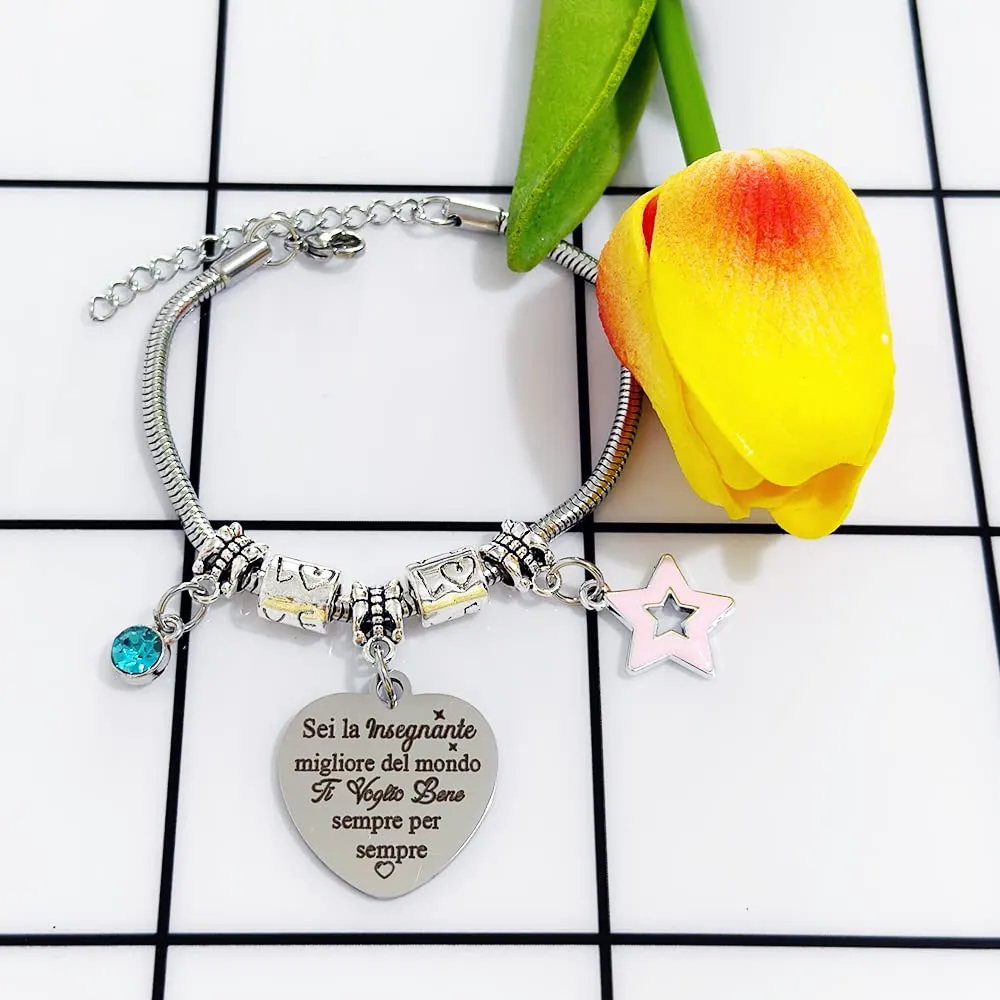 Braccialetti Polso Insegnanti Donna Bracciale Regali Festa Dell'Insegnante Studenti Laurea Grazie Meastra Natale Pensionamento Apprezzare Settimana Della Squadra Sei La Insegnante Migliore Del Mondo - immagine 4