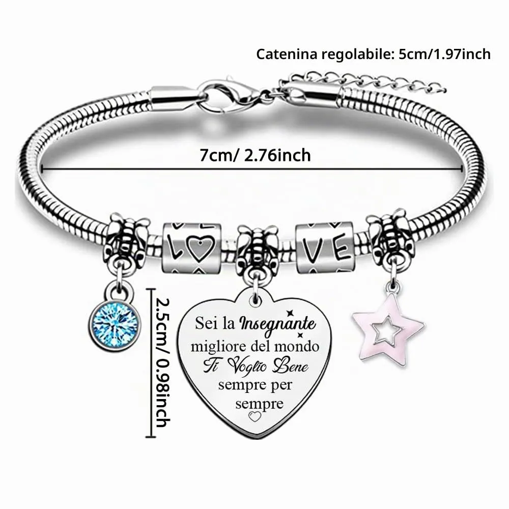 Braccialetti Polso Insegnanti Donna Bracciale Regali Festa Dell'Insegnante Studenti Laurea Grazie Meastra Natale Pensionamento Apprezzare Settimana Della Squadra Sei La Insegnante Migliore Del Mondo - immagine 5
