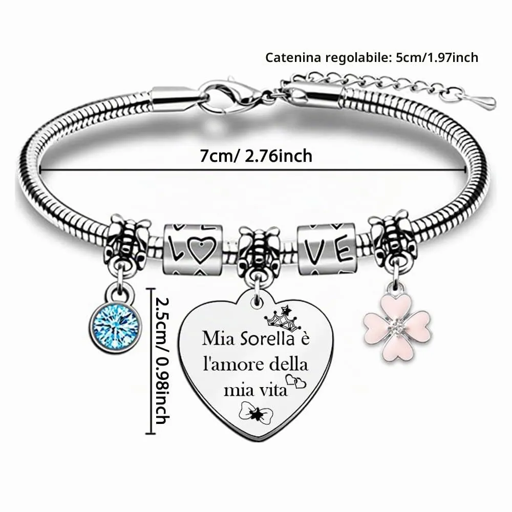 Sorella Braccialetto Apprezzare Regalo Compleanno Donne Laurea Ispiratrice Accompagnare Gioielli Ricordo Natale Giornata Della Famiglia Regalo Fiore Rosa Bracciale Rigido Grande Piccole Sorelle - immagine 2