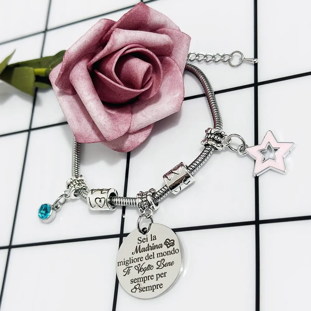 Braccialetti Migliore Madrina Del Mondo, Da Polso, Regolabile, Donne - immagine 2