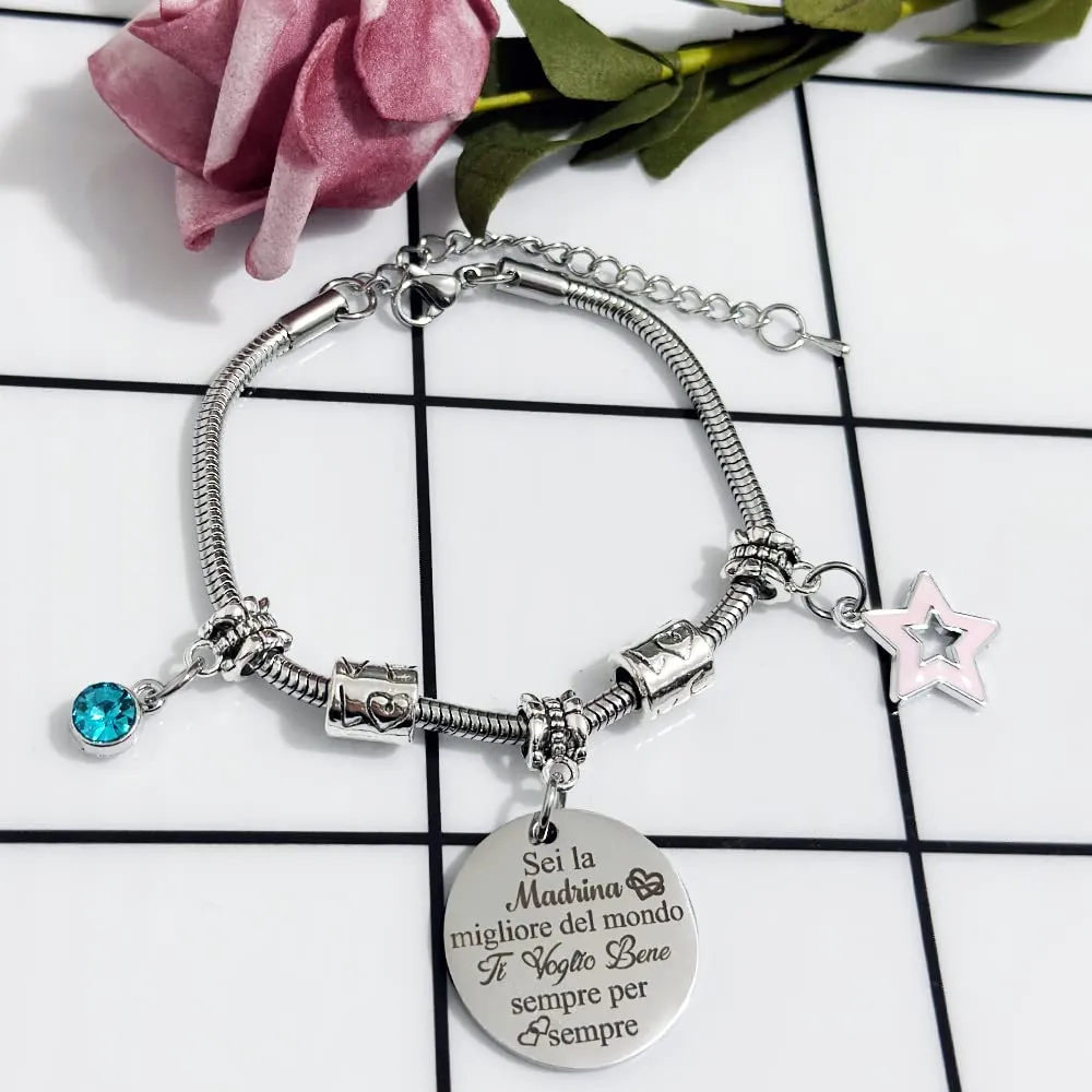 Braccialetti Migliore Madrina Del Mondo, Da Polso, Regolabile, Donne - immagine 3