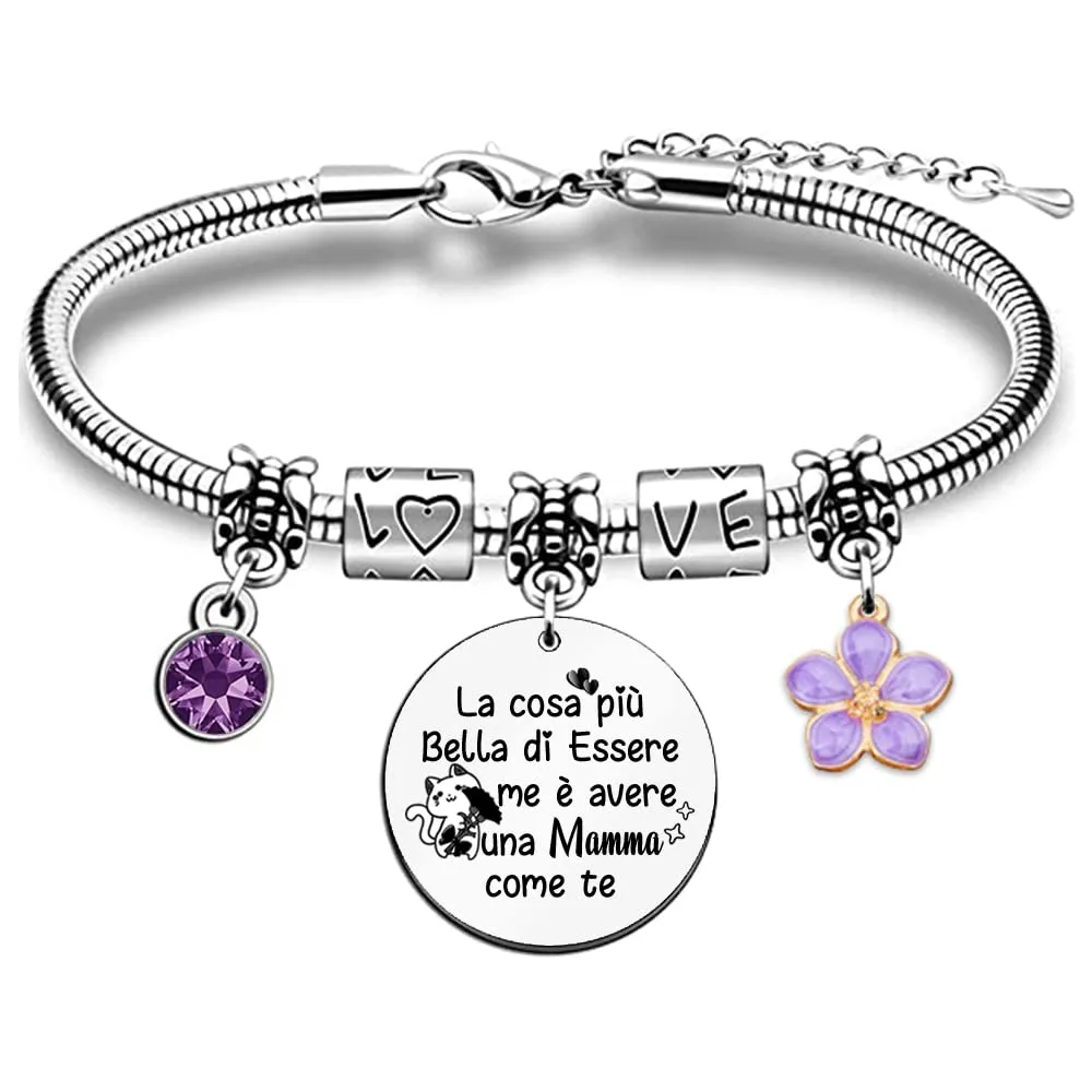 Madre Bangles Donne Polso Braccialetto Felice Festa Della Mamma Compleanno Regalo Fascino Cuore Gioielli Grazie Ricordo Apprezza Regali Natale La Cosa Più Bella Di Essere Me è Avere Una Mamma Come Te - immagine 1