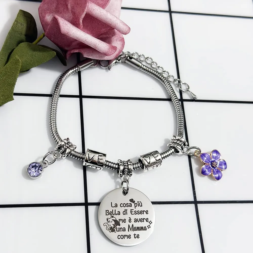 Madre Bangles Donne Polso Braccialetto Felice Festa Della Mamma Compleanno Regalo Fascino Cuore Gioielli Grazie Ricordo Apprezza Regali Natale La Cosa Più Bella Di Essere Me è Avere Una Mamma Come Te - immagine 2